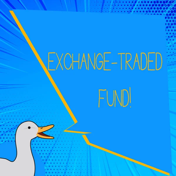Ordet skriver text Exchange handlas fonden. Affärsidé för omsättbara säkerhet som spårar ett aktieindex. — Stockfoto