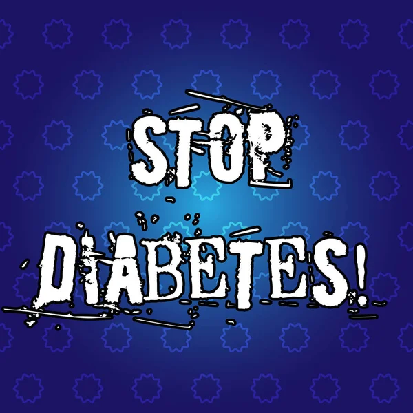 Sinal de texto mostrando Stop Diabetes. Foto conceitual Cuide dos seus Níveis de Açúcar Dieta Saudável Hábitos Nutricionais . — Fotografia de Stock