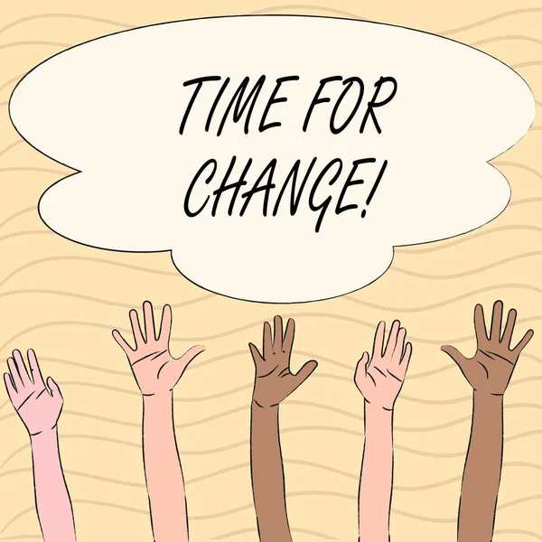 Ordet skriver text tid för förändring. Affärsidé för ändra ögonblick Evolution nya början chans att växa. — Stockfoto