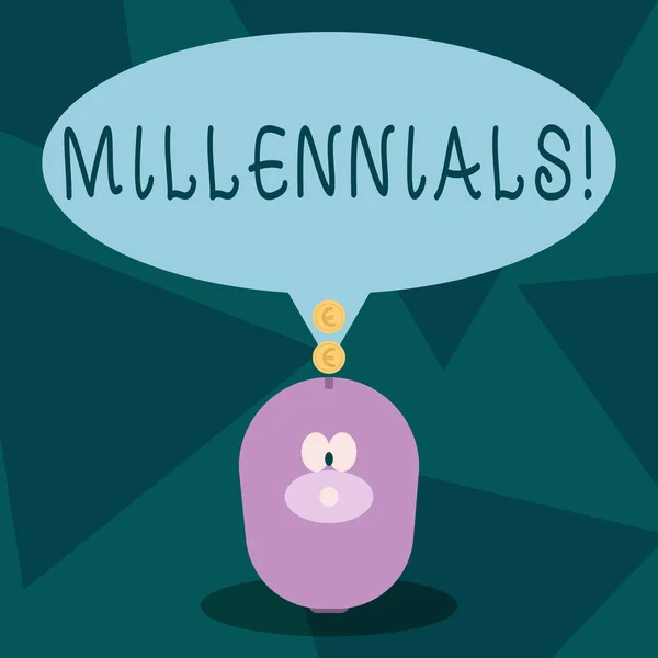 Escrevendo uma nota mostrando Millennials. Foto de negócios mostrando Geração Y Nascido de 1980 a 2000 . — Fotografia de Stock