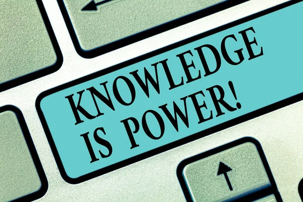 Handwriting text writing Knowledge Is Power. Concept meaning knowing is more powerful than physical strength Keyboard key Intention to create computer message pressing keypad idea. — Stock Photo, Image