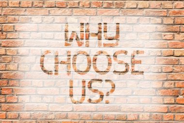 Neden seçin Usquestion gösterilen metin işareti. Bunu en iyi olanakları duvara tuğla duvar sanatı yazılı Graffiti motivasyonel arama gibi gösteriyorsun kavramsal fotoğraf nedenleri.