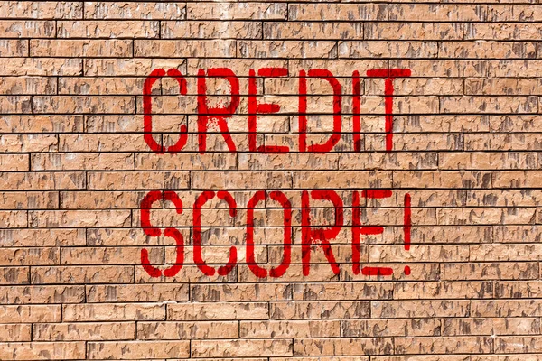 Word writing text Credit Score. Business concept for Capacity to repay a loan Creditworthiness of an individual Brick Wall art like Graffiti motivational call written on the wall.