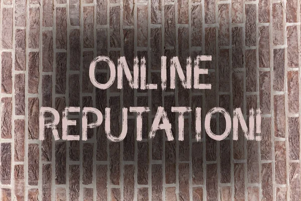 Word writing text Online Reputation. Business concept for Reliability Ranking Review Evaluation Satisfaction Quality Brick Wall art like Graffiti motivational call written on the wall.