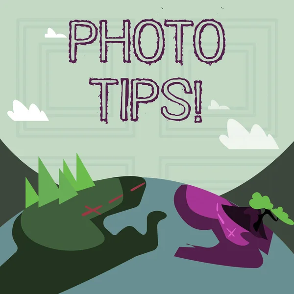 Nota de escrita mostrando Photo Tips. Foto de negócios mostrando Sugestões para tirar boas fotos Conselhos para uma ótima fotografia . — Fotografia de Stock