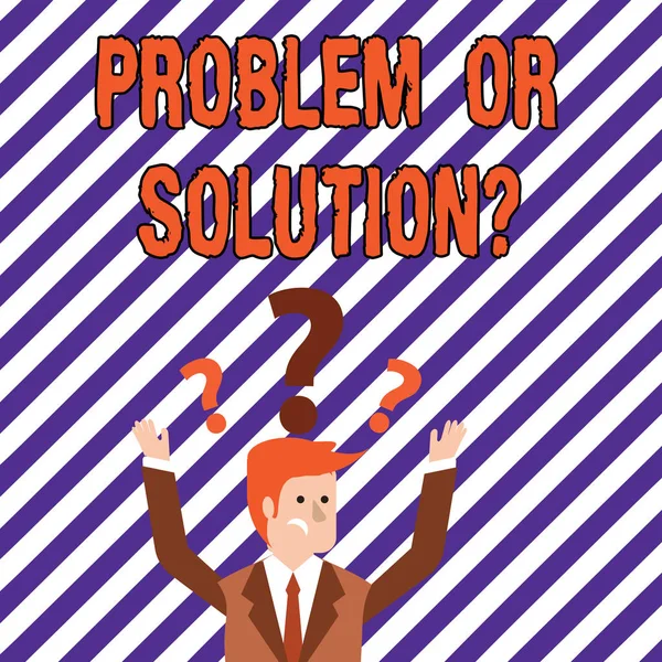 Tekst teken weergegeven: probleem of Solutionquestion. Conceptuele foto denk lossen analyse oplossen conclusie. — Stockfoto