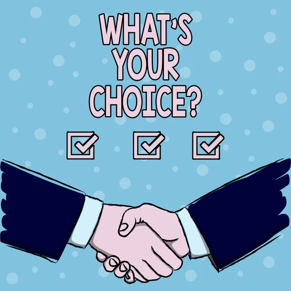 필기 텍스트 무엇 S 당신의 Choicequestion입니다. 옵션 결정 선호 의견 선호 의미 개념. — 스톡 사진