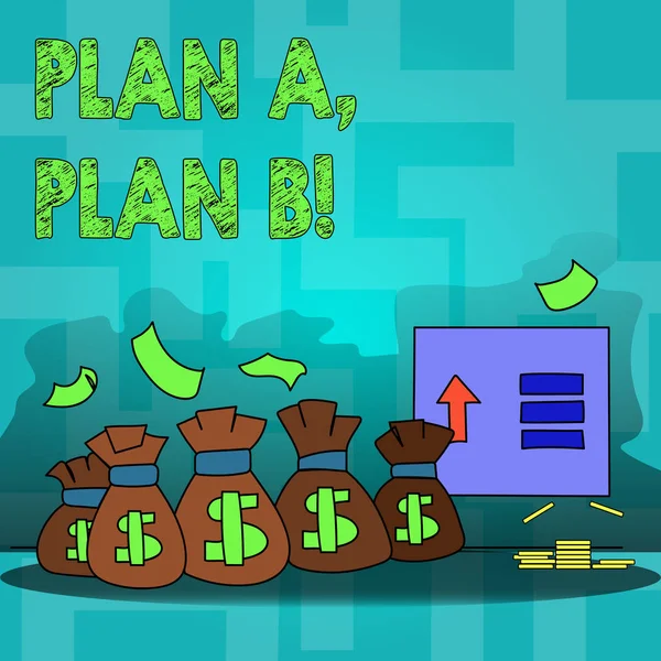Text sign showing Plan A Plan B. Conceptual photo Strategic Solutions Ideas Paths to follow to choose from. — Stock Photo, Image