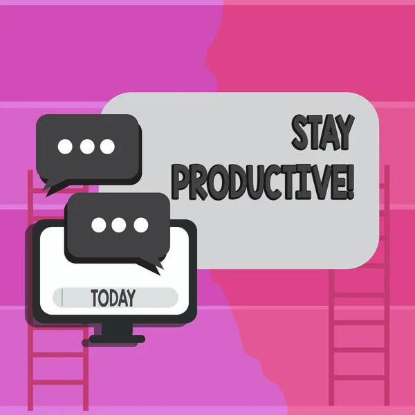 Escribiendo una nota mostrando Stay Productive. Foto de negocios mostrando eficiencia Concentración Productividad . — Foto de Stock