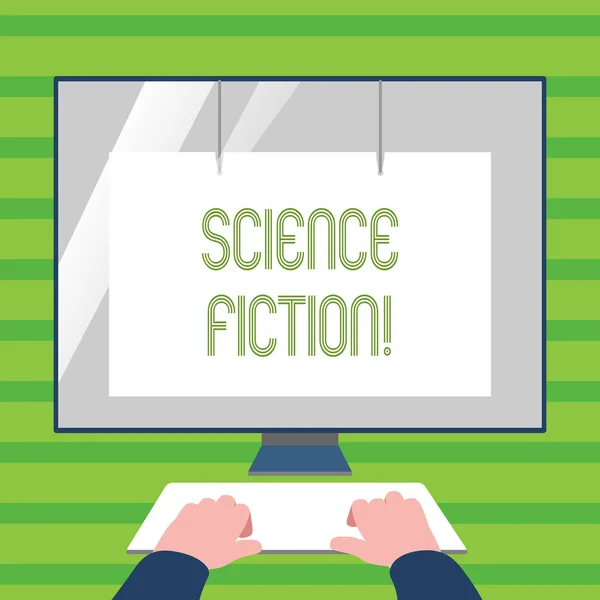 Word tekst intoetsen Science Fiction. Businessconcept voor Fantasy Entertainment Genre futuristische fantastische avonturen. — Stockfoto