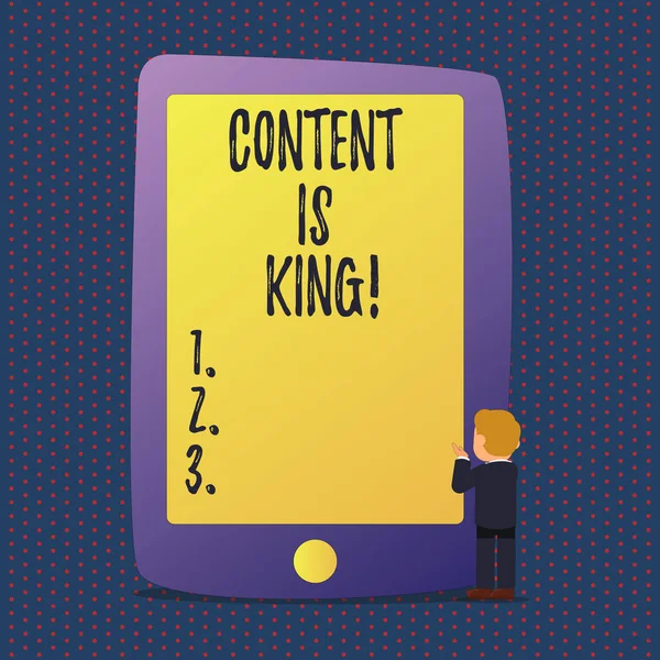 Handwriting text Content Is King. Concept meaning Marketing Information Advertising Strategy.