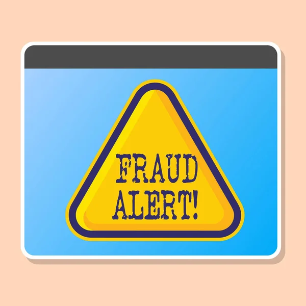 Penulisan kata teks Fraud Alert. Konsep bisnis untuk keamanan Pesan kegiatan penipuan dicurigai . — Stok Foto