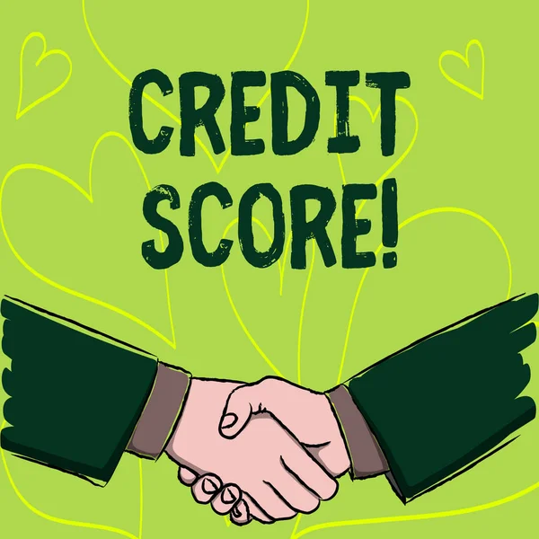 Het schrijven van nota tonen Credit Score. Zakelijke foto presentatie van de capaciteit tot terugbetaling van een lening van de kredietwaardigheid van een individu. — Stockfoto