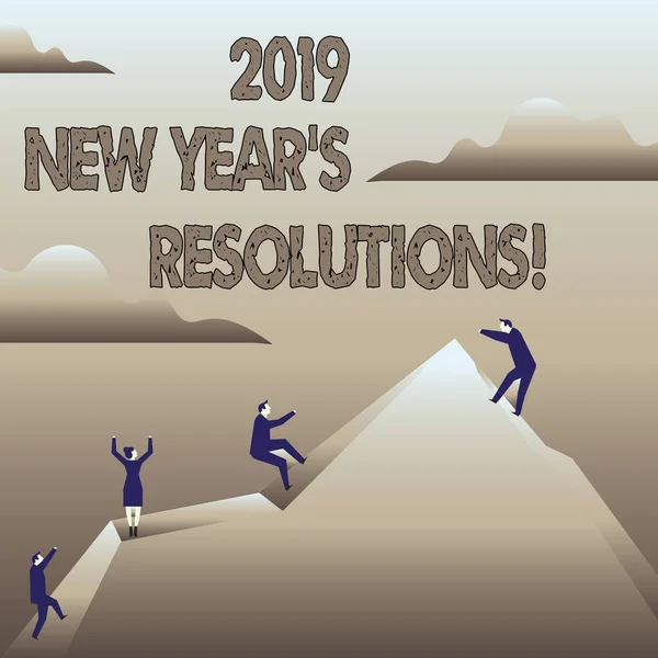 Κείμενο πινακίδα που δείχνει 2019 S νέο έτος ψηφίσματα. Εννοιολογική φωτογραφία λίστα στόχοι ή οι στόχοι να επιτευχθούν. — Φωτογραφία Αρχείου
