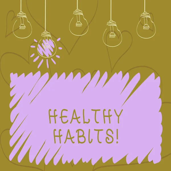 Sinal de texto mostrando hábitos saudáveis. Foto conceitual Boa nutrição dieta cuidar de si mesmo Controle de Peso . — Fotografia de Stock