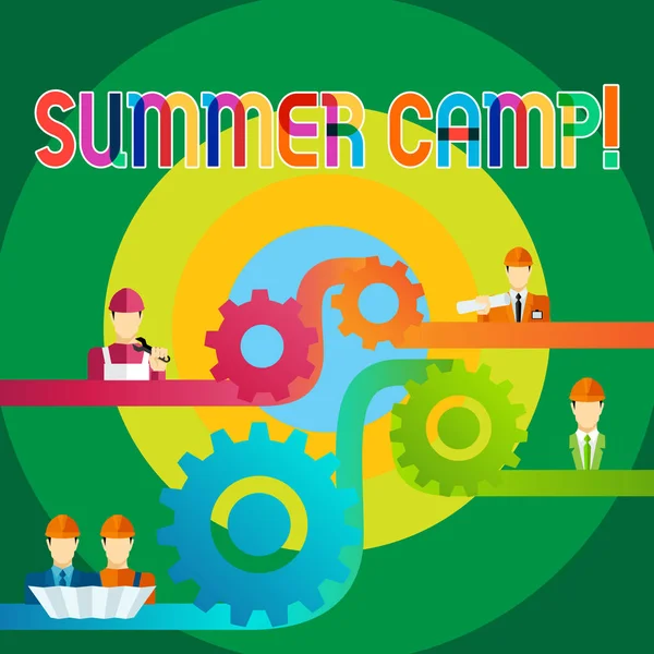 Текстовый знак, показывающий летний лагерь. Концептуальные фото места, где дети проводят отпуск . — стоковое фото