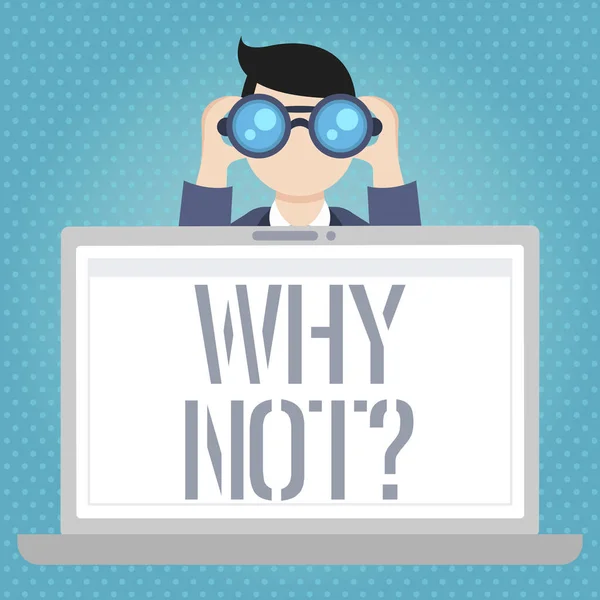 Texto de escrita de palavras Why Notquestion. Conceito de negócio para Dê-me uma razão para não fazer algo Não diga não . — Fotografia de Stock