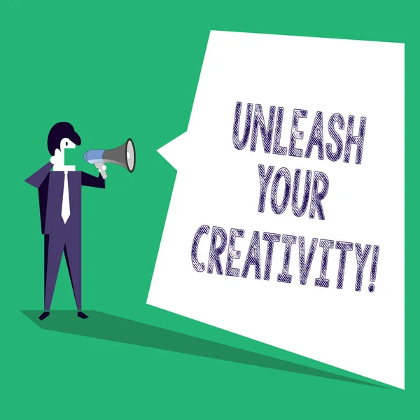 Text sign showing Unleash Your Creativity. Conceptual photo Develop Personal Intelligence Wittiness Wisdom. — Stock Photo, Image