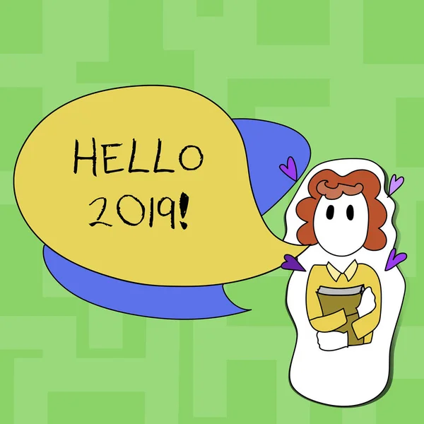 Signo de texto que muestra Hello 2019. Foto conceptual Comenzando un nuevo año Mensaje motivacional 2017 ha terminado ya . — Foto de Stock