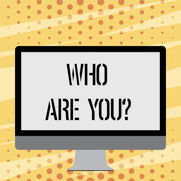 Sinal de texto mostrando quem são Youquestion. Foto conceitual Apresente ou identifique-se Conte sua história pessoal . — Fotografia de Stock