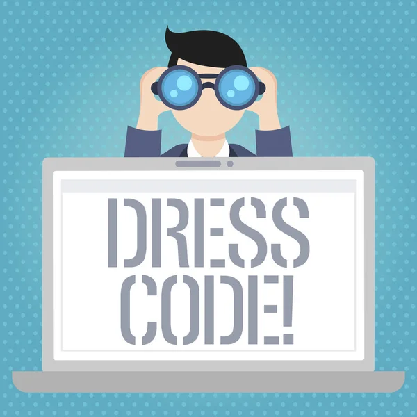 Wort schreibt Text Dresscode. Geschäftskonzept für Regeln, was man anziehen darf und nicht zur Schule oder zu einer Veranstaltung. — Stockfoto