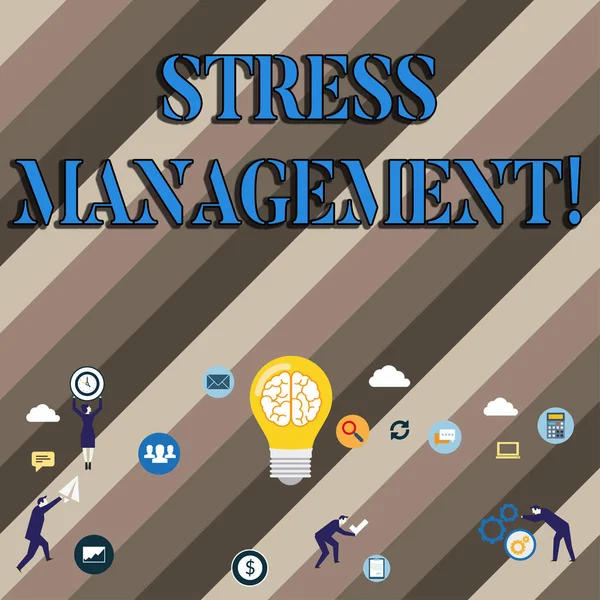 Scrittura manuale concettuale che mostra la gestione dello stress. Business photo showcase Meditazione Terapia Relax Positività Sanità . — Foto Stock