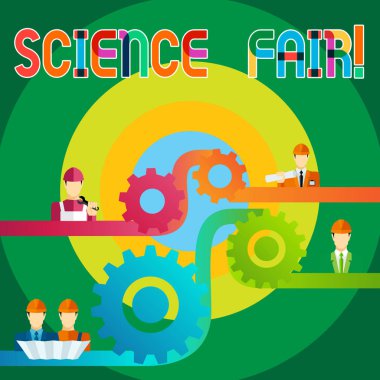 Text sign showing Science Fair. Conceptual photo School competition where contestants present projects. clipart
