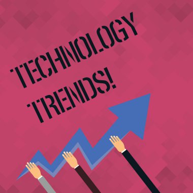 Metin teknoloji eğilimleri yazılı kelime. İş kavramı eğilimleri Modern Viral gelişmiş geliştirme Trendy yeni için.
