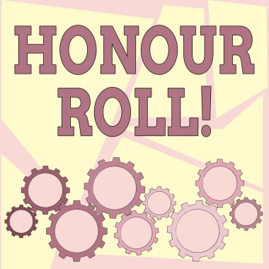 Onur rulo gösterilen metin işareti. Kavramsal fotoğraf notları belirli bir ortalamanın üzerinde kullanmaya hak kazanan öğrencilerin listesi.