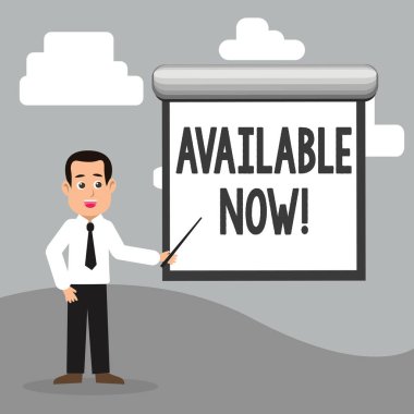 Kullanılabilir şimdi gösterilen metin işareti. Kavramsal fotoğraf promosyon hizmet ürün kullanılabilirliği.