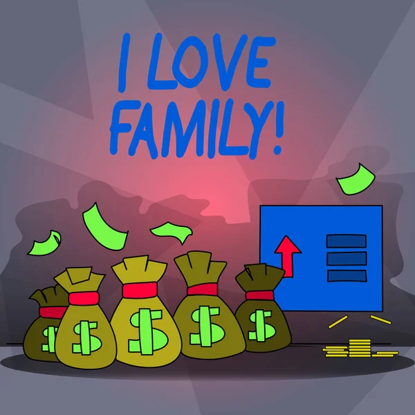 Parola che scrive testo I Love Family. Business concept per buoni sentimenti Affetto Attenzione per tuo padre madre . — Foto Stock