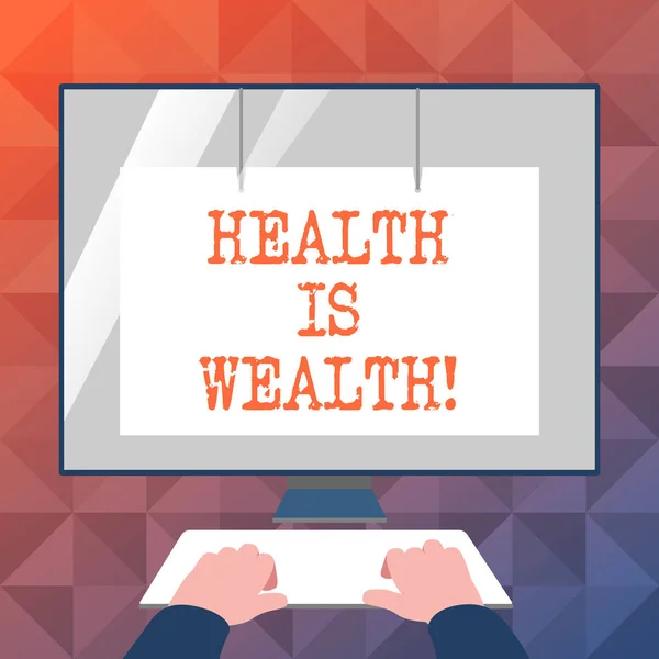Text sign showing Health Is Wealth. Conceptual photo being in good shape great value Stay healthy eat Healthy.