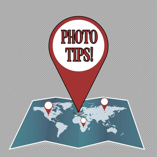 Nota de escrita mostrando Photo Tips. Foto de negócios mostrando Sugestões para tirar boas fotos Conselhos para uma ótima fotografia . — Fotografia de Stock