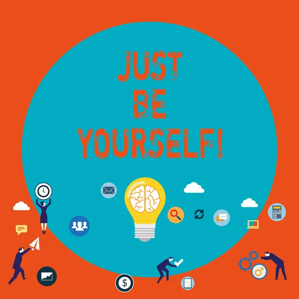 Word schrijven tekst Just Be Yourself. Businessconcept voor Self houding vertrouwen waar zeker eerlijkheid motivatie. — Stockfoto