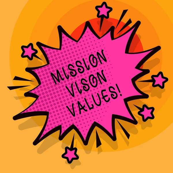 Word writing text Mission Vison Values. Business concept for planning for future improvement Career Right decisions.