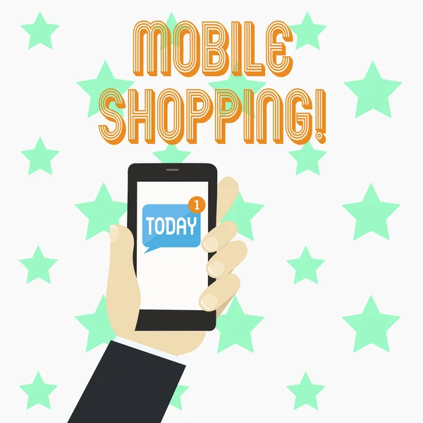 Word scrittura testo Mobile Shopping. Business concept per l'acquisto di prodotti Online Acquisto Tecnologico Vendita Wireless . — Foto Stock