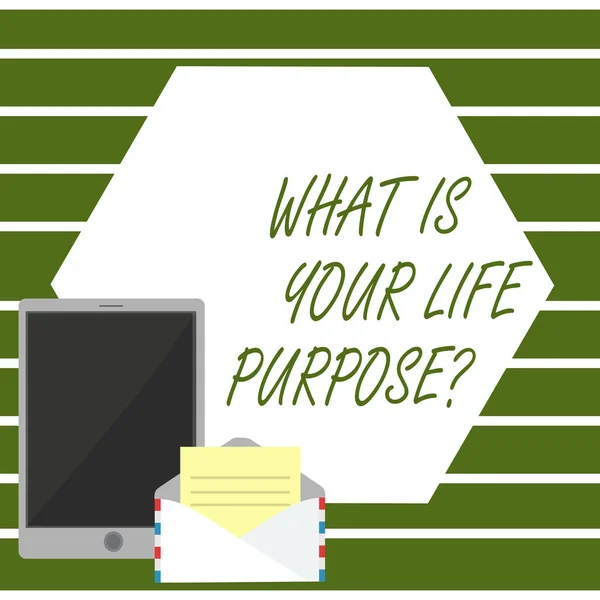 Ne olduğunu Your Life Purposequestion gösterilen not yazma. Kişisel belirlenmesi amacı hedef ulaşmak vitrine iş fotoğraf. — Stok fotoğraf