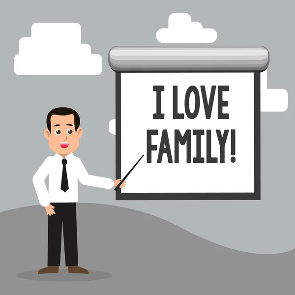 Segno di testo che mostra I Love Family. Foto concettuale Buoni sentimenti Affetto Cura per tuo padre madre . — Foto Stock