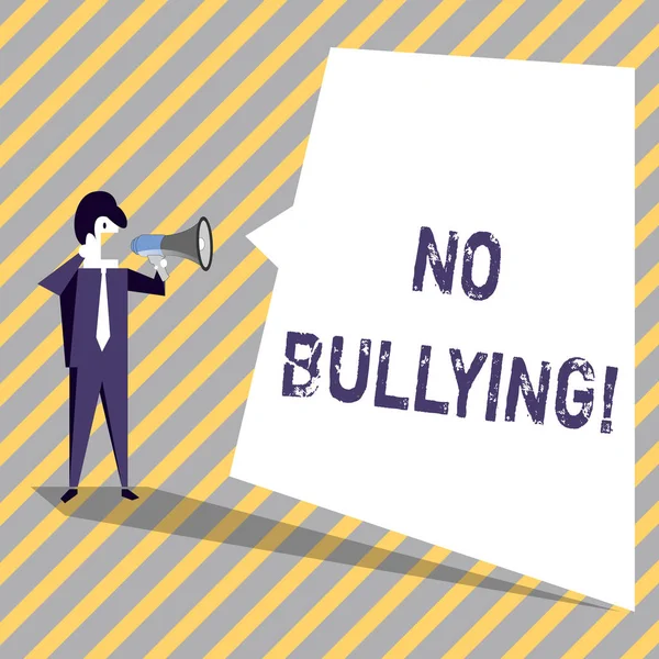 Escribiendo nota que muestra No Bullying. Foto de negocios mostrando Abuso Prohibido Acoso Agresión Asalto . — Foto de Stock