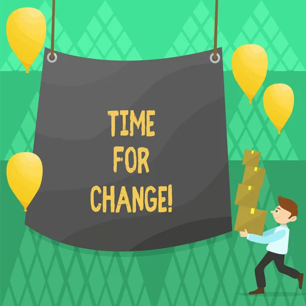 Escrita conceitual mostrando Time For Change. Foto de negócios mostrando Transição Crescer Melhorar Transformar Desenvolver . — Fotografia de Stock