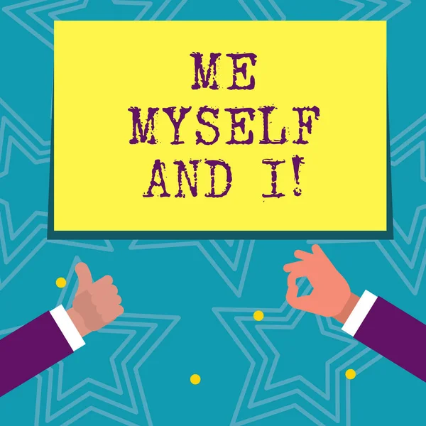 Tekst bord toont Me mezelf en I. conceptuele foto egoïstisch selfindependent verantwoordelijkheid te nemen voor acties. — Stockfoto