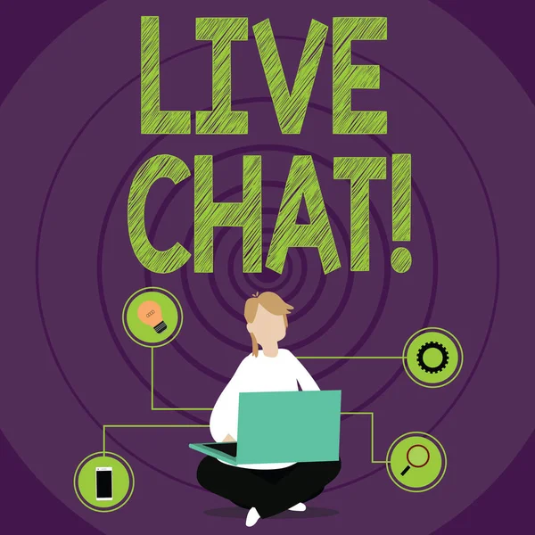 Conceptuele hand schrijven tonen Live Chat. Zakelijke foto tekst gesprek op de Multimedia mobiele internetcommunicatie. — Stockfoto