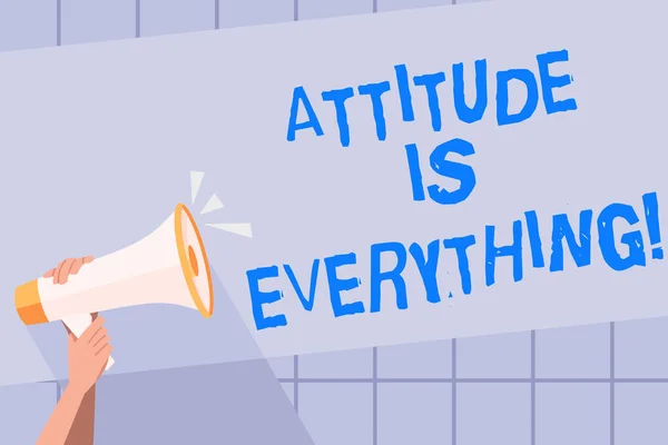 Handschrift tekst schrijven Attitude is alles. Concept betekent Persoonlijke Outlook Perspectief Oriëntatie Gedrag. — Stockfoto