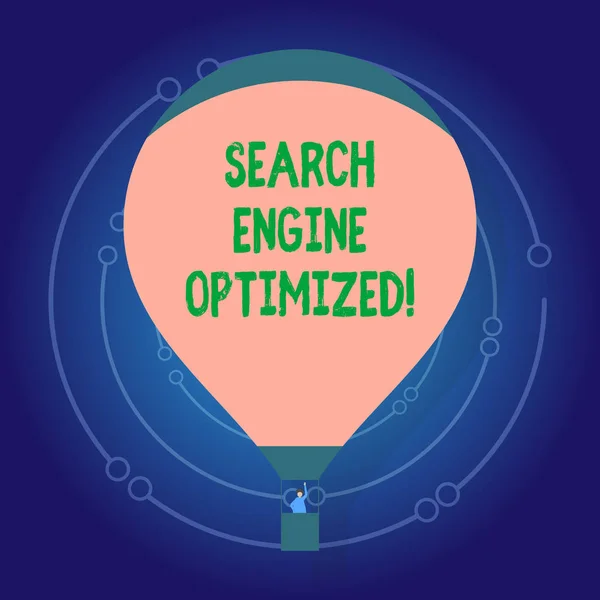 Signo de texto mostrando el motor de búsqueda optimizado. Foto conceptual que mejora la visibilidad en línea para el sitio web o blog . —  Fotos de Stock