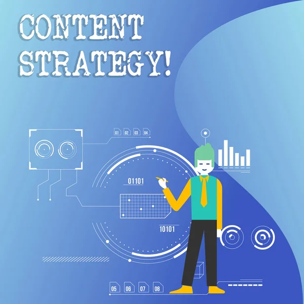 Note d'écriture montrant la stratégie de contenu. Photo d'affaires mettant en valeur l'information marketing Media Advertising Management SEO . — Photo