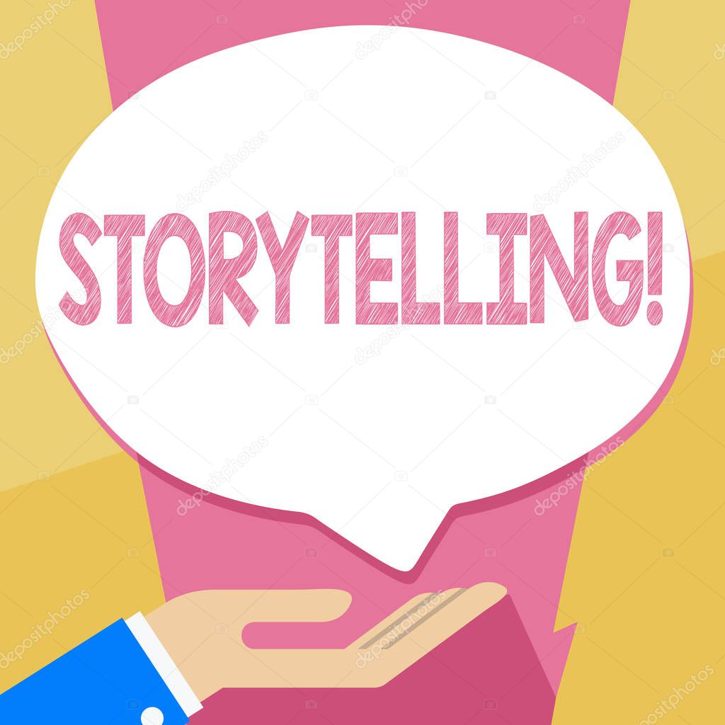 Writing note showing Storytelling. Business photo showcasing Tell short Stories Personal Experiences.