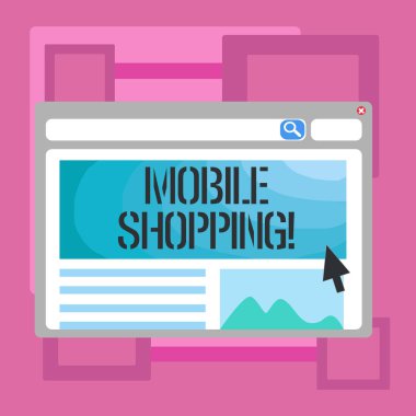 Mobil alışveriş yazma el yazısı metin. Satın alma ürünleri Online teknolojik satın almak kablosuz satış anlam kavramı.