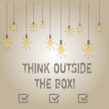 Dış belgili tanımlık kutu düşünüyorum gösterilen not yazma. Yeni ve yaratıcı çözüm düşünme vitrine iş fotoğraf başarı için yol açar..