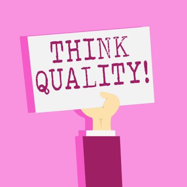 Kalite düşünüyorum gösterilen Not yazma. Düşünme yenilikçi değerli çözümler başarılı fikirler vitrine iş fotoğraf.