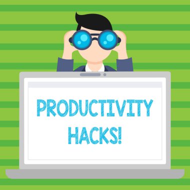 Kavramsal el Verimlilik Hacks gösterilen yazma. İş fotoğraf metin Hacking çözüm yöntemi verimliliği verimlilik ipuçları..